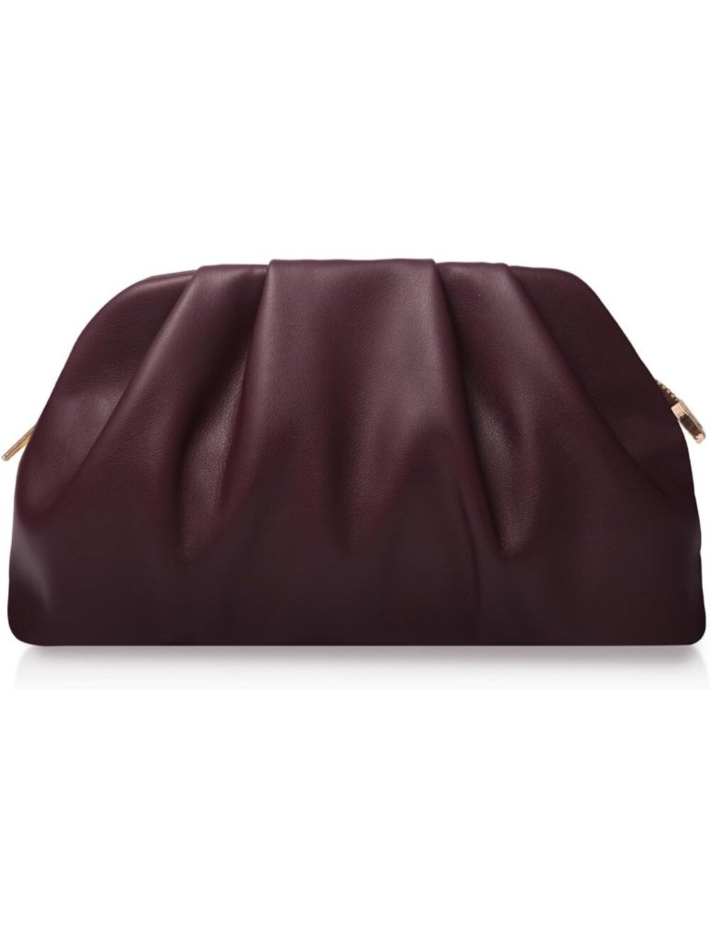 👜 Women's Wine Red Soft Pleated PU Wedding Clutch Elegant Evening Clutch Purse